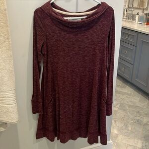 Saturday Sunday Spacedye Maroon Crochet Back Swing Tunic